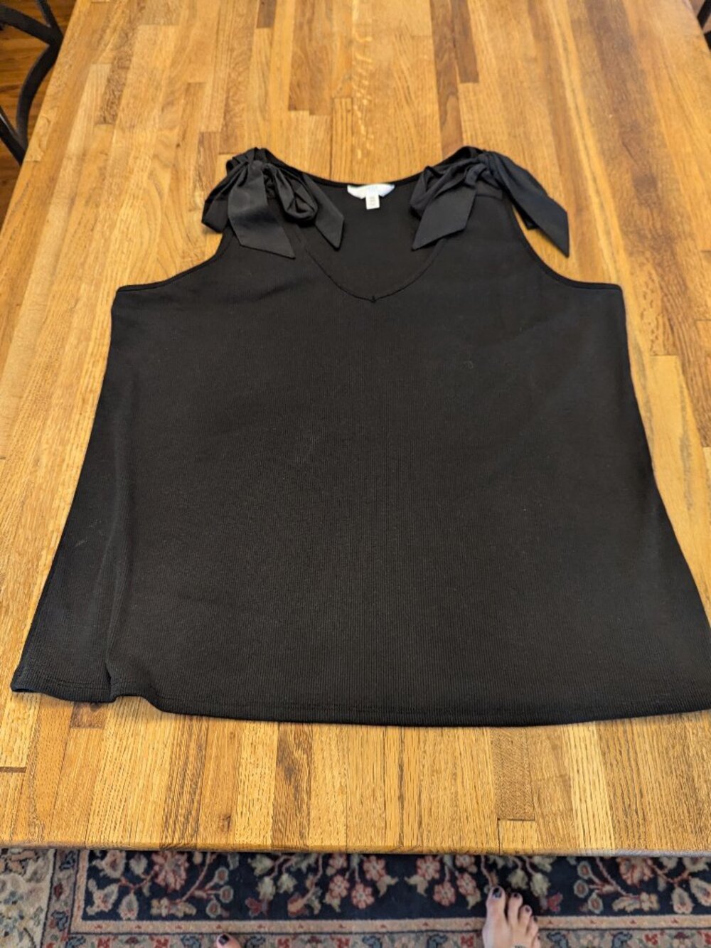 Cutest Black Sweater Tank w/ Big Black Bows on the Shoulder Never Worn XXL
